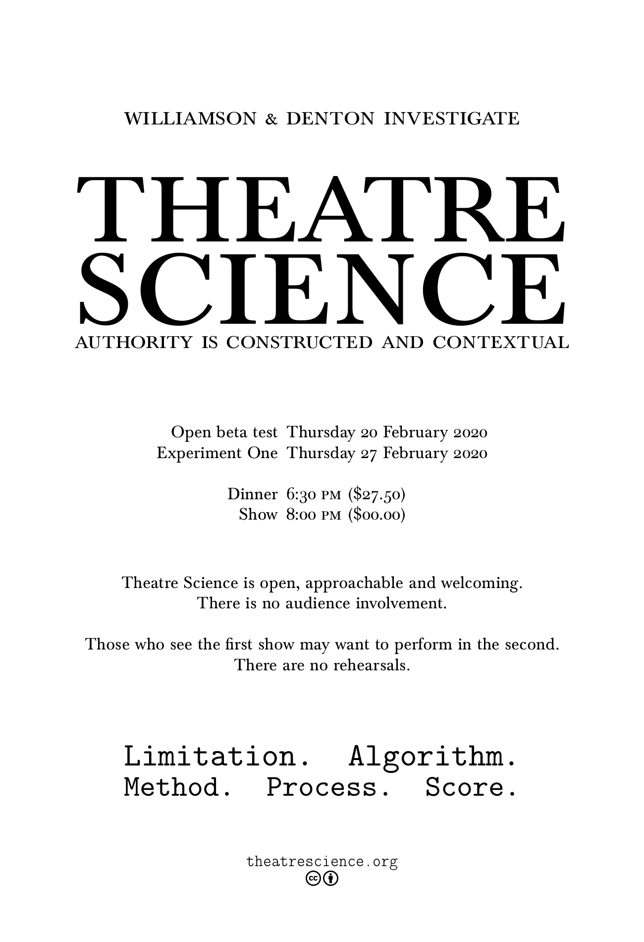 Poster for first two performances.